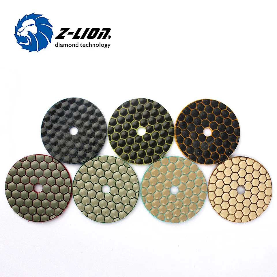 Z-LION Dry Flexible Polishing Pad 7pcs/Set 3 Inches Diamond Sanding Disk For Granite Marble 80mm Premium Dry Polishing Stone