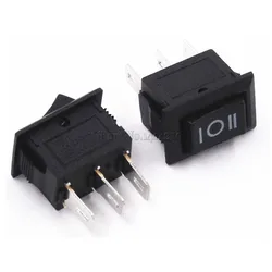 10PCS 3 Pin 3A 250V 10*15mm Black Button Rocker Switch ON OFF ON AC 10X15 Mini Rocker Power Switches