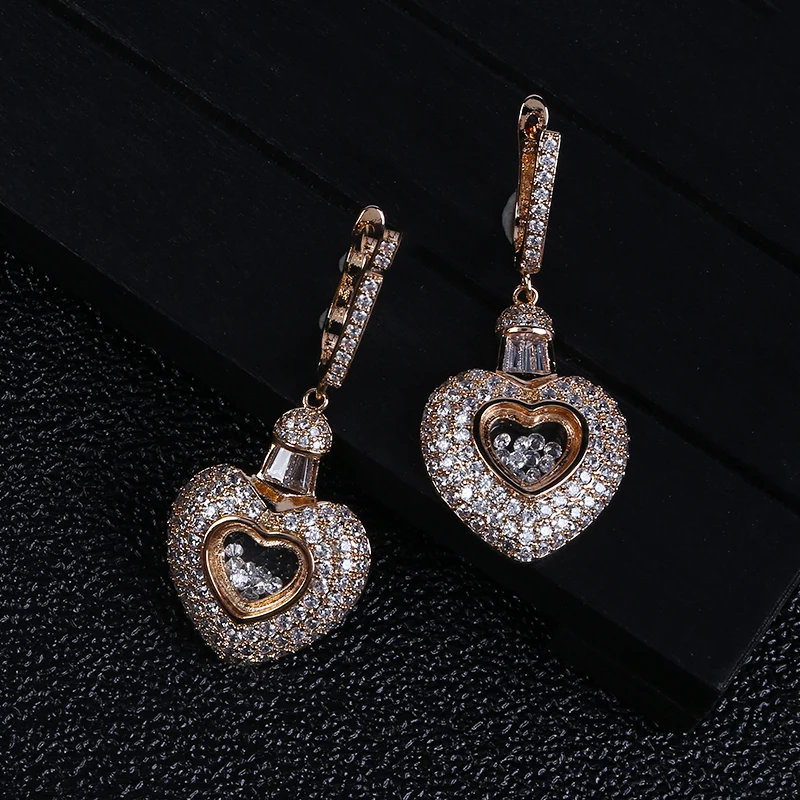 Lover Heart Shape Cubic Zirconia Long Pendant Wedding Party Big Earrings  fashion jewelry E9119