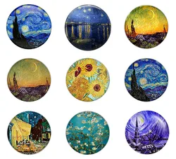 5pcs16mm20mm25mmVan Gogh's Painting  The Starry Night by Vincent Handmade Photo Glass Drop Style Cabochons Jewelry Accessories
