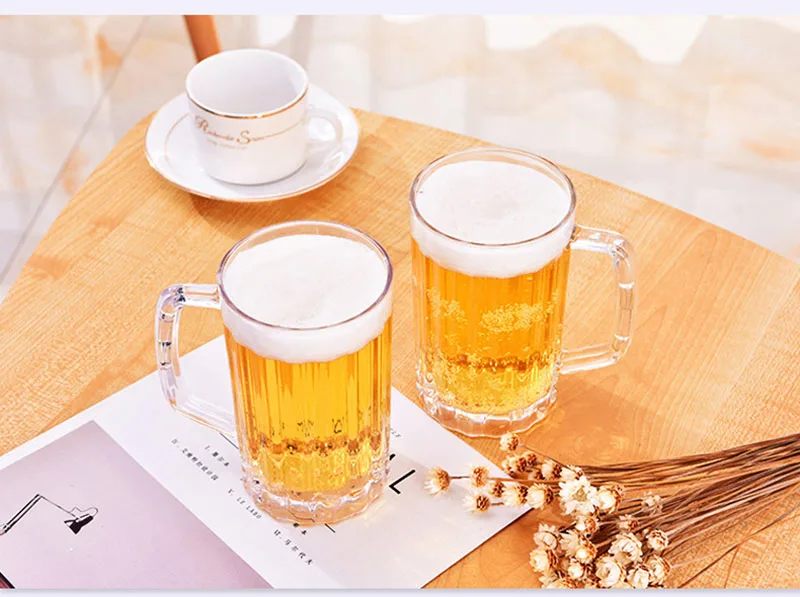 100pcs 500ml Plastic Beer Cup Clear PC Handle Mug Juice Drinking Cup Tableware Dining Pub Bar Accessories ZA6878