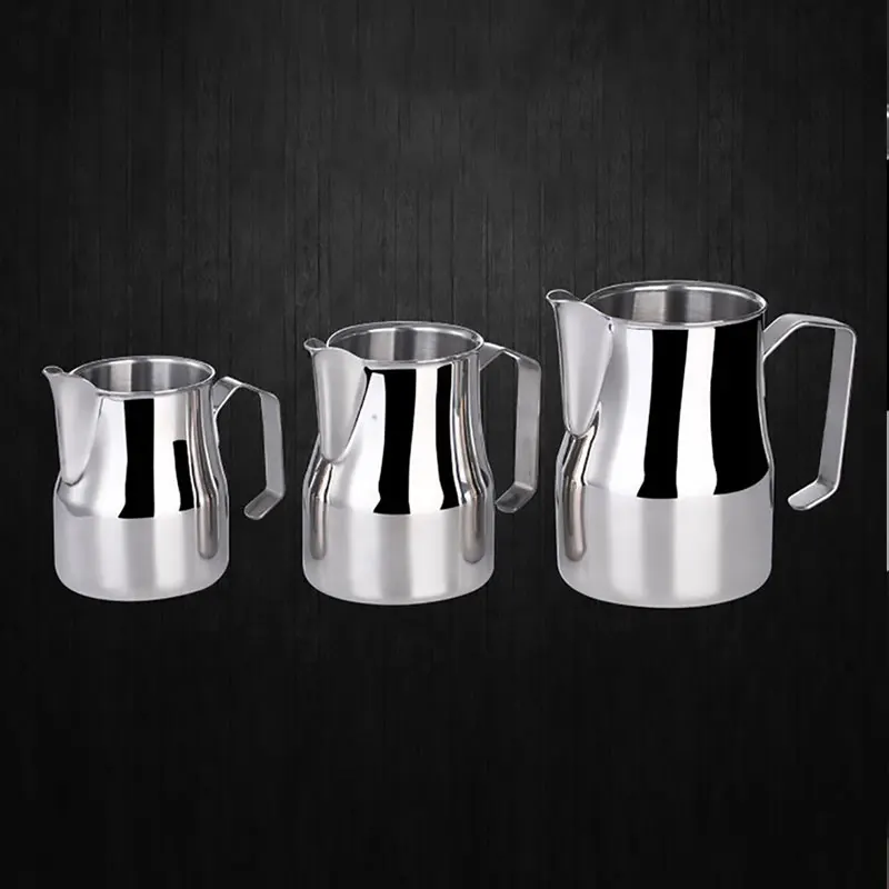 Milk Frothing Pitcher, Stainless Steel Professional Milk Jugs With Rounded Spout, 350/550/750ml