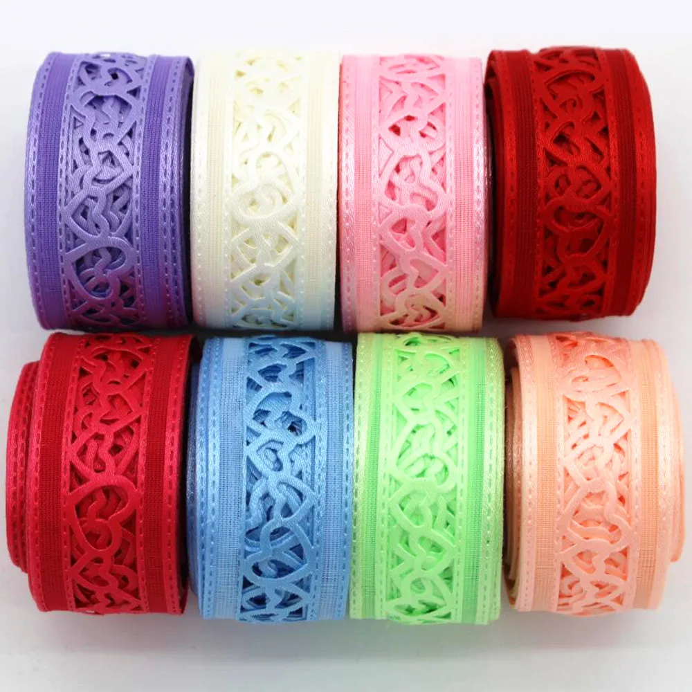 

20 Yards 20MM Hollow Heart Lace Ribbon DIY Handmade Materials Headwear Sewing Fabric Colorful Handmade Accessories Gift Wrapping