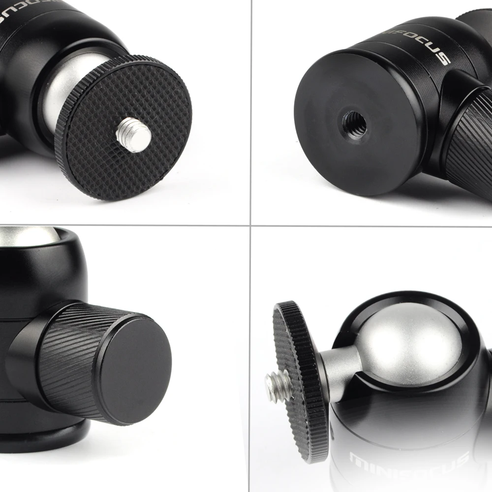 Mini statyw kulowy adapter głowicy Ballhead Mount Alloy z 1/4 otworami na lustrzanka cyfrowa kamera komórka monopod do telefonu Mic Boom Pole