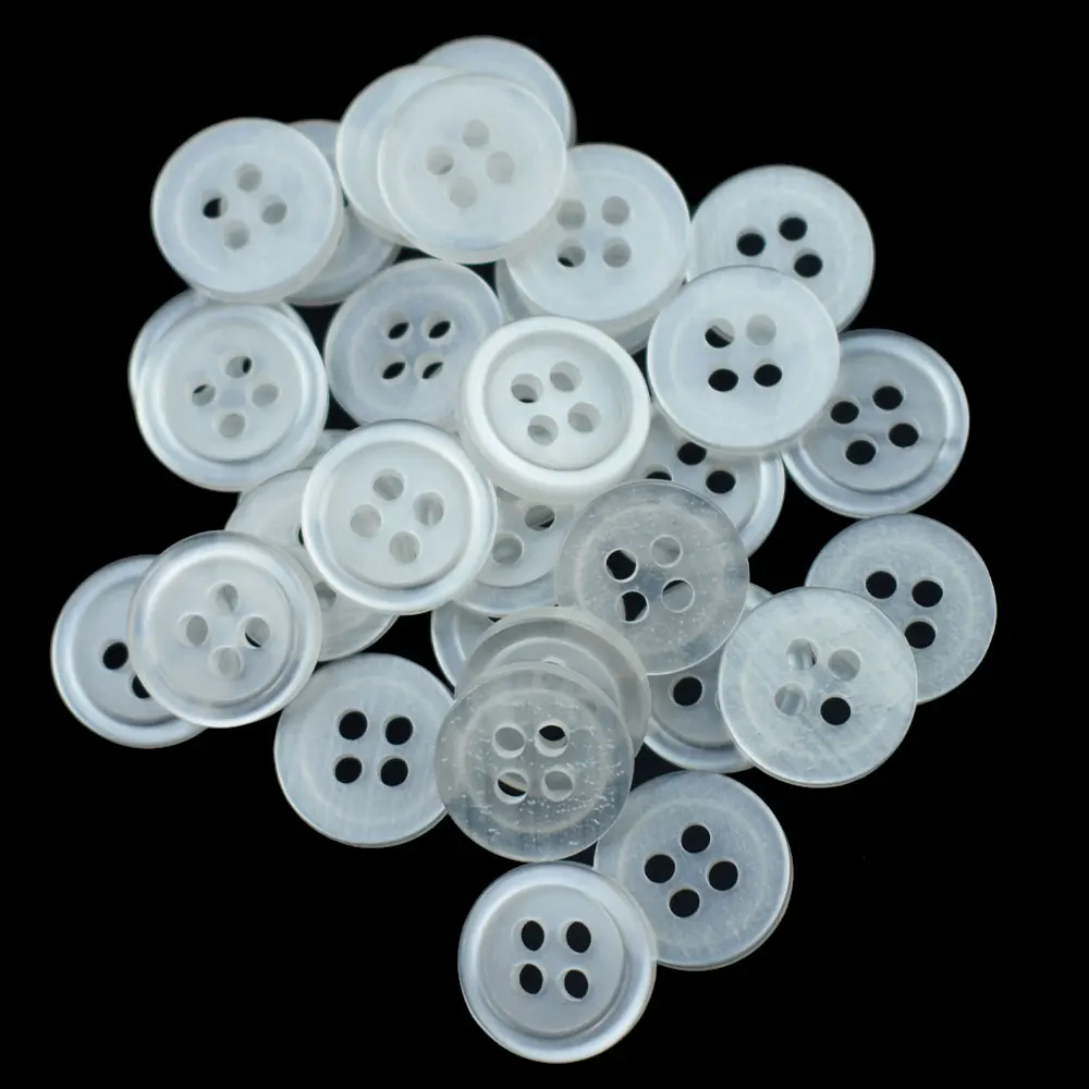 New White Color 4-Holes Button Shirt Buttons Sewing Accessories Flatback Plastic Buttons Shirt Buttons Apparel Decorative