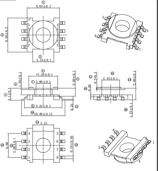 ER9.5 Transformer Bobbin Grame PC40 Magnet  Ferrite Core