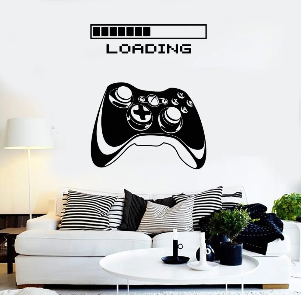 Gaming Vinyl Wall Stickers Art Joystick Loading Video Game Wall Sticker Self-adhesive Wallpaper Creative Poster For Boys SA155