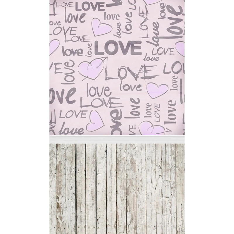 

Newborn Baby Kids Valentines Day Photo Backgrounds Vinyl Printed Love Hearts Wall Children Photography Backdrop Wooden Floor