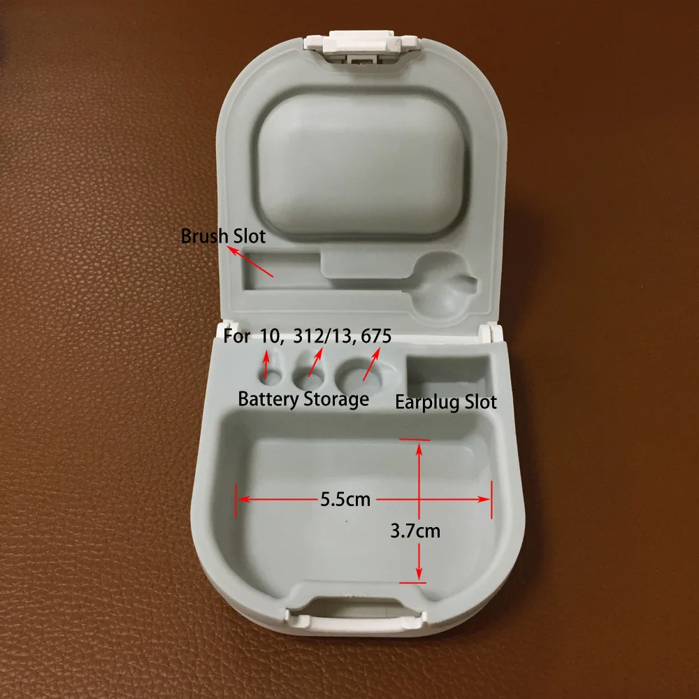 Hörgerätekoffer ABS Aufbewahrungsbox mit Batteriehalter und Reinigungsbürstenschlitz – Detail 3