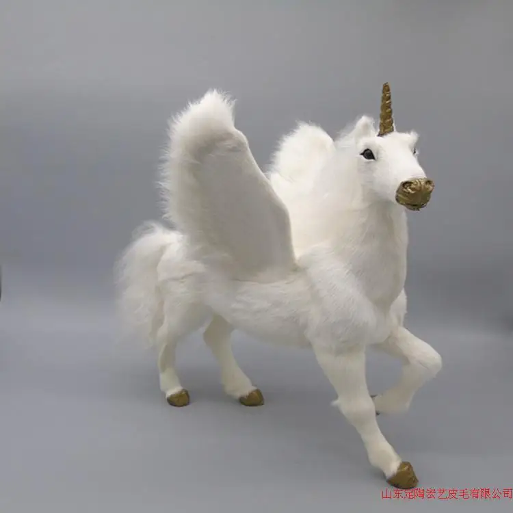 big simulation unicorn toy polyethylene & furs new wings unicorn model about 32x28x34cm 206