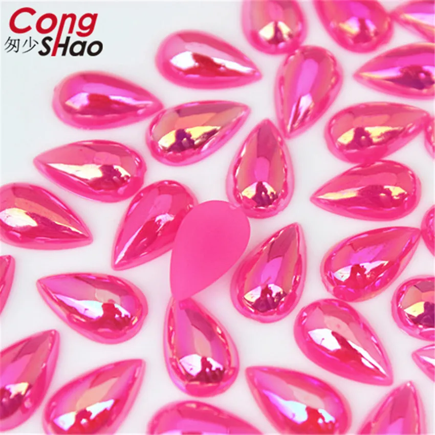 100pcs 8*13mm Teardrop AB Flatback Rhinestones Stick Crystals And Stones Acrylic Strass For DIY Clothes Crafts Decoration WC129