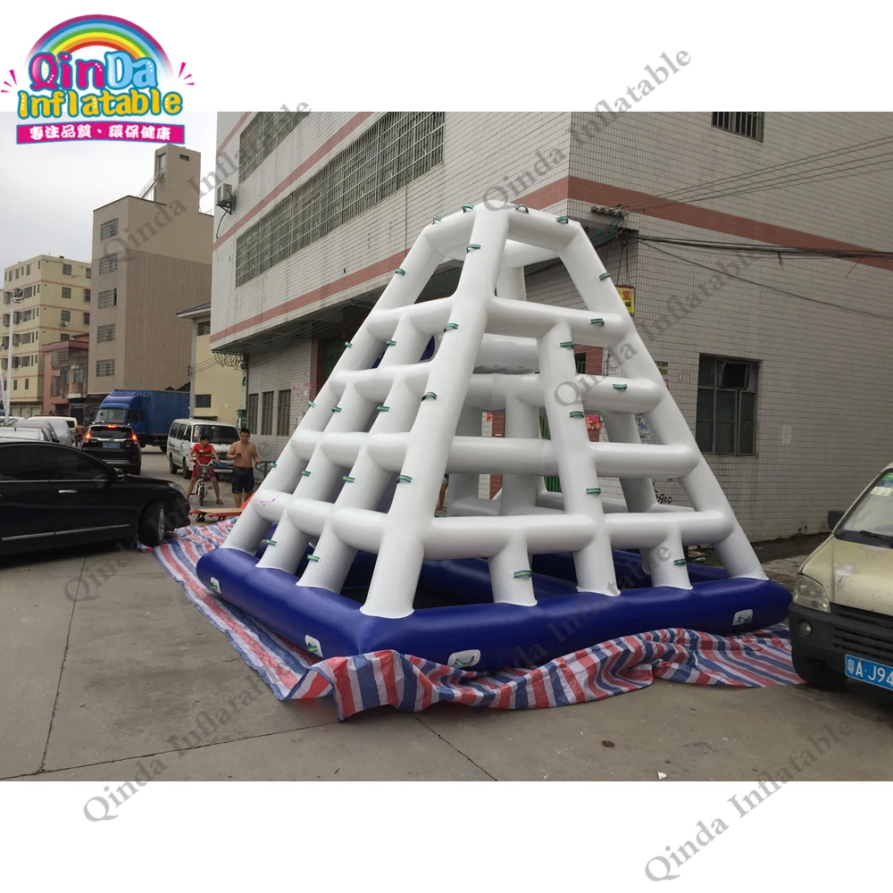 Free Air Pump Inflatable Floating Slide On Water,water Park Use Inflatable Climbing Slide For Sale