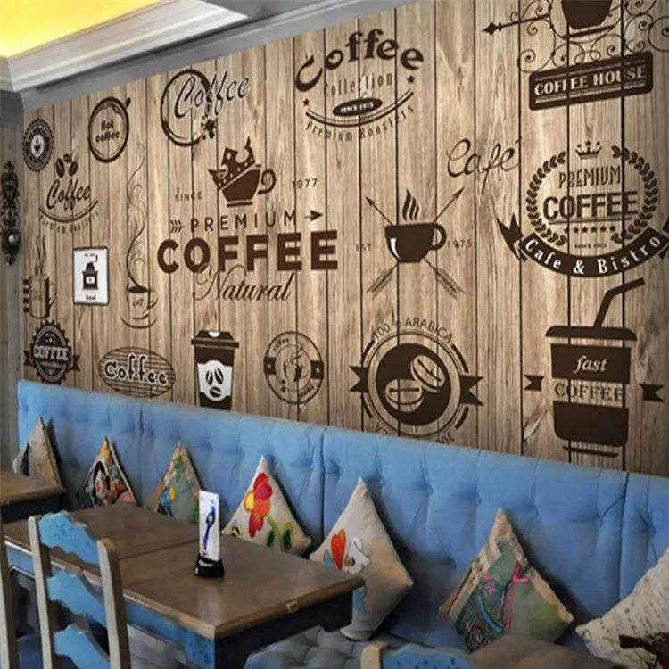 

Custom Any Size 3D Wall Mural Wallpaper Retro Nostalgic Wood Grain Cafe Mural Paintings Living Room Wallpaper Papel De Parede 3D