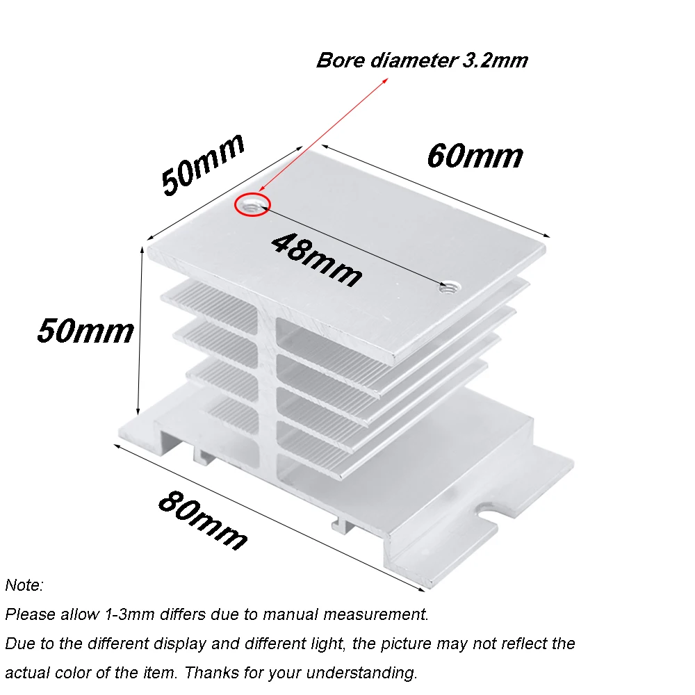 1pc Single Phase Solid State Relay SSR Aluminum Heat Sink Dissipation Radiator Newest,Suitable for 10A-40A relay