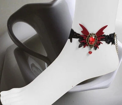 

Популярные винтажные готические женские ювелирные изделия с бабочками вампир Лолита модные кружевные ножные браслеты