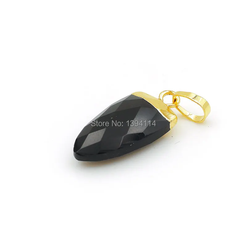 Mixed Stones Amethyst/Pink Quartz/Agate/Amazonite Faceted Shield Pendant With Top Gold-plated Approx 20*10*4mm