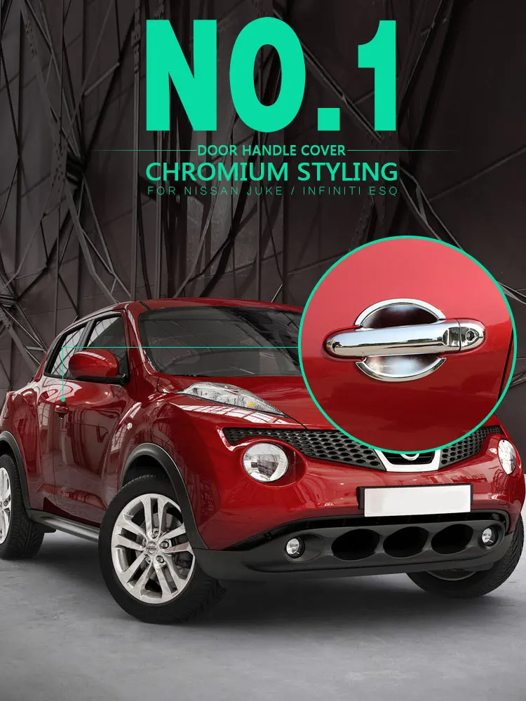 For Nissan JUKE 2010-2018 Luxurious Chrome Door Handle Covers Infiniti Esq 2011 2012 2013 2014 Accessories Stickers Car Styling