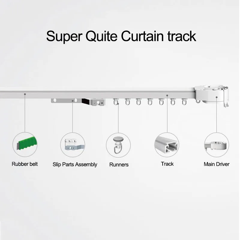 4m Dooya Super Silent Electric Curtain Track for Curtain Motor DT52E 75W DC2700 433mhz remote,Automatic Curtain Rail system