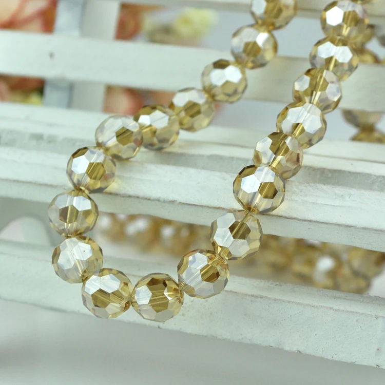 Wholesale 140pcs Fashion Jewelry Crystal Beads 8mm Round Faceted Beads Crystal Champagne Color Fit Jewelry DIY Making