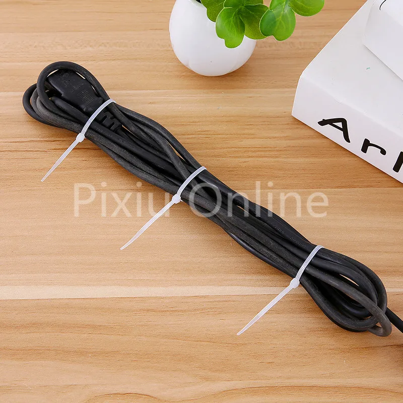 100Pcs/pack ST214b Nylon Cable Tie Self-Locking Black/White 2.5*100/150/200mm Wire Cable Zip Ties Bundled Tools