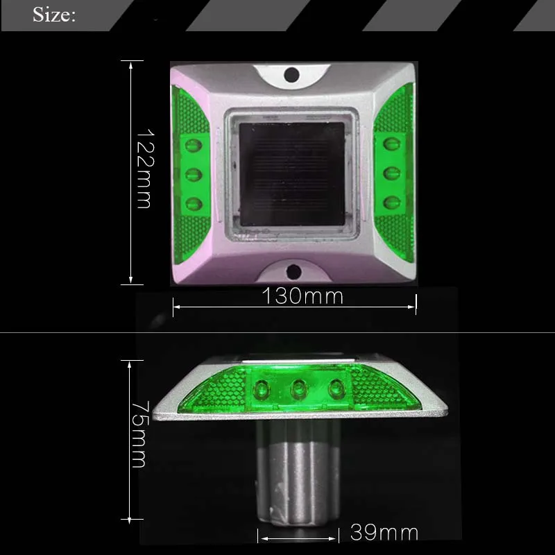 Blinkende modus Grün farbe Solar Aluminium Road Stud