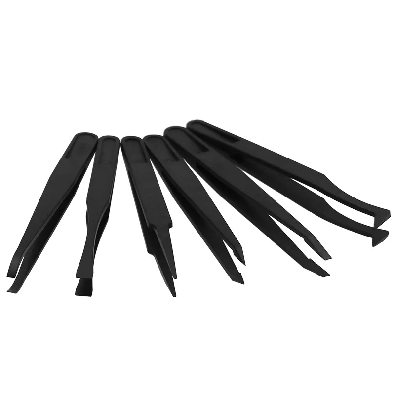 1Pc Plastic Pincet Zwart Nieuwe Draagbare Straight Bend Anti-Statische Hittebestendige Repair Tool