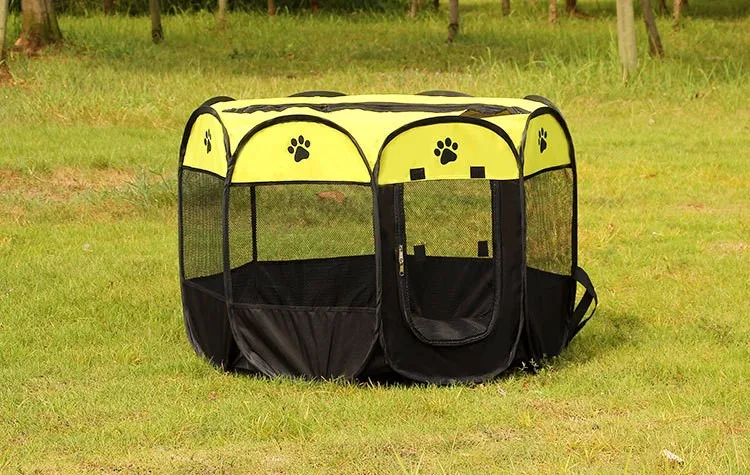 

Portable Folding Pet tent Dog House Cage Dog Cat Tent Playpen Puppy Kennel Easy Operation Octagonal Fence outdoor Supplies