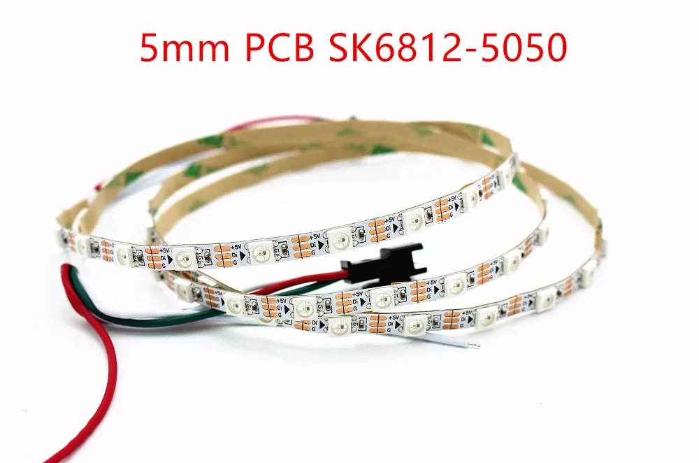 2maddressable  4mm SK6812 3535  PCB  SMD RGB flexible LED strip DC5V input 60pixels/m Non-waterproof  same ws2812b