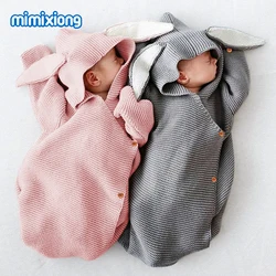 Baby Sleeping Bags for Stroller Winter Warm Toddler Infantil Swaddle Wrap Autumn Rabbit Knitted Envelopes For Discharge Newborn