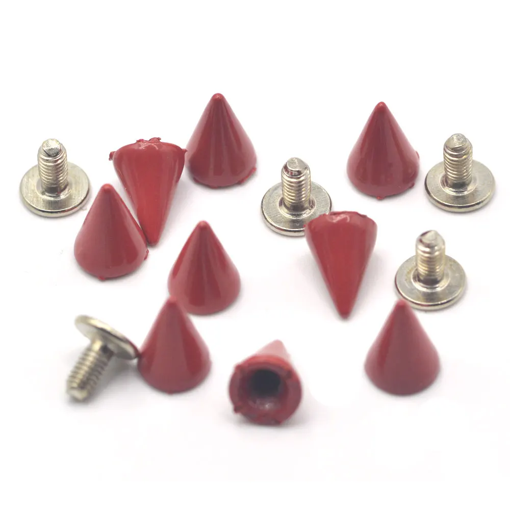 KALASO 20Pcs Red Cone Rivet Screw Punk Style Stud Leathercraft Bullet Spikes DIY Craft Supplies Clothes Jewelry Accessories