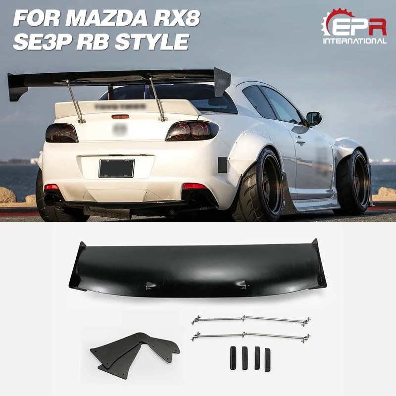 

Car Accessories For Mazda RX8 SE3P RB Style FRP Fiber Glass Rear GT Spoiler Fiberglass Trunk Wing With Accessories Tuning Kit