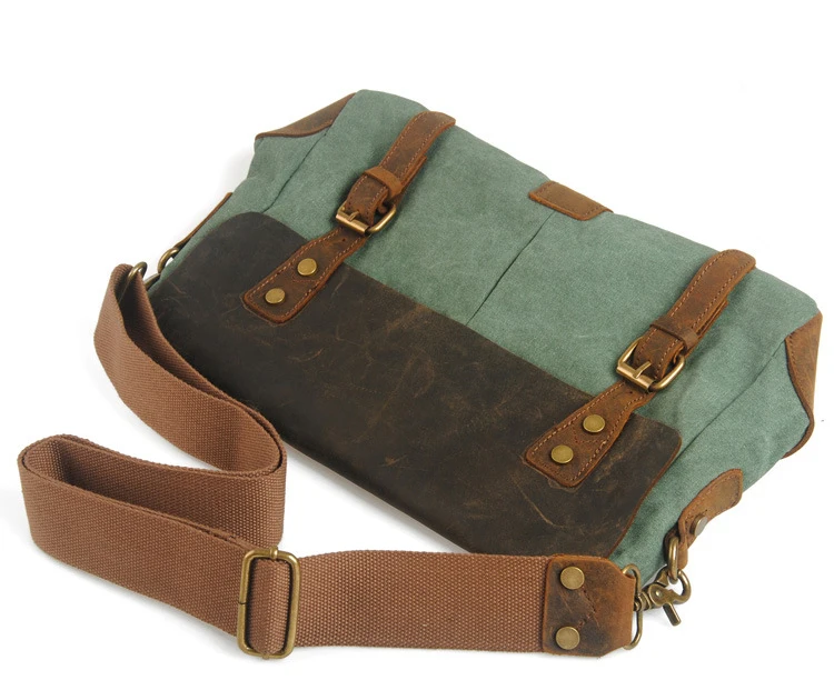 Vintage Military Canvas + Leather shoulder bags Men messenger bag men Leisure bag Women Crossbody Bag canvas Sling bag