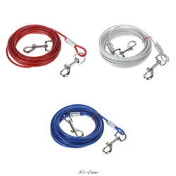 1 Pc Pet Tie-out Leash Heavy Duty Steel Wire Metal Chain Dog Lead Line 360 degree swivel snaps Pet Leash 3m 5m 10m