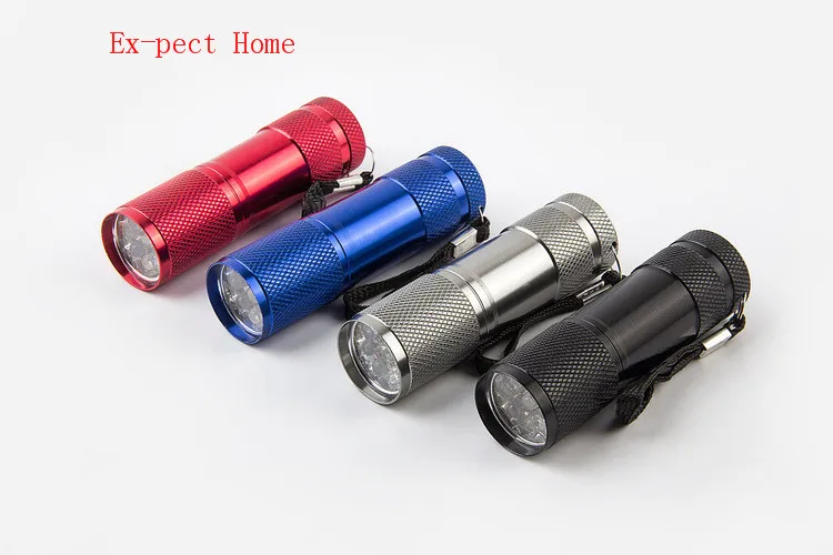 

Portable LED Flash Flashlight Penlight 9 LEDs UV Purple Lights Lamp Linternas 450lm Lanterna Torch Lighting For Money Checking