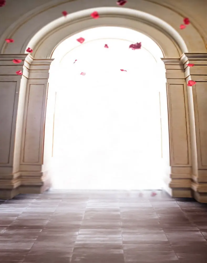 5x7ft Door of Hall Red Petal Photography Backdrops Photo Props Studio Background