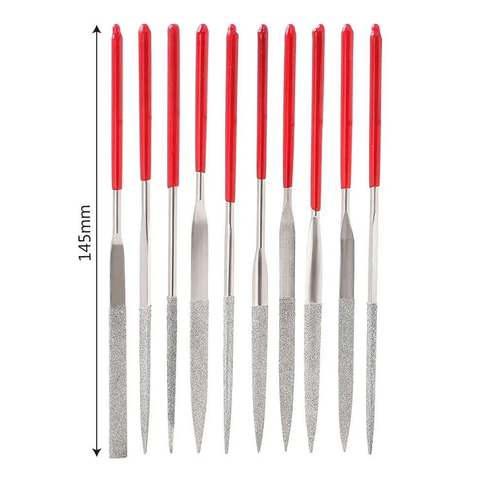 10Pcs Diamond Mini Needle File Set MTS013 140mm DIY Wood Rasp File Needle Ceramic Crafts Jewelry Polishing Carving Diamond File