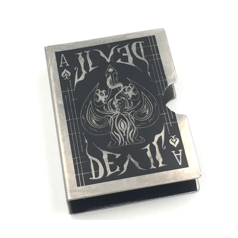 Steel Devil Card Protector Magic Trick Cards Clip Holder Deck Poker Protector Pack Box Case Magic Props Accessory