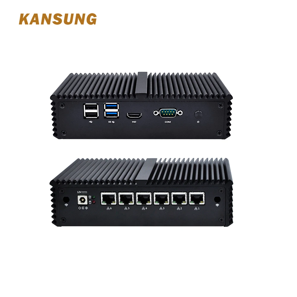 KANSUNG Intel Celeron 3865U Mini PC 6 Lan OPNsense AES-NI Router Firewall Windows 10 Linux DDR4 Industrial Fanless Mini pc