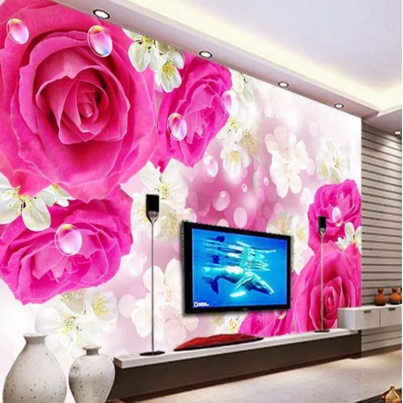 

wellyu Custom large frescoes fashion simple fantasy rose TV backdrop non - woven wallpaper papel de parede para quarto