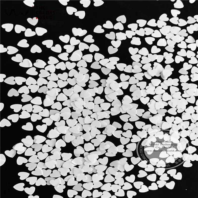 Solvent resistant Sparkles- Solid White Color Heart -shaped Glitter Confetti for Nail Polish and DIY decoration