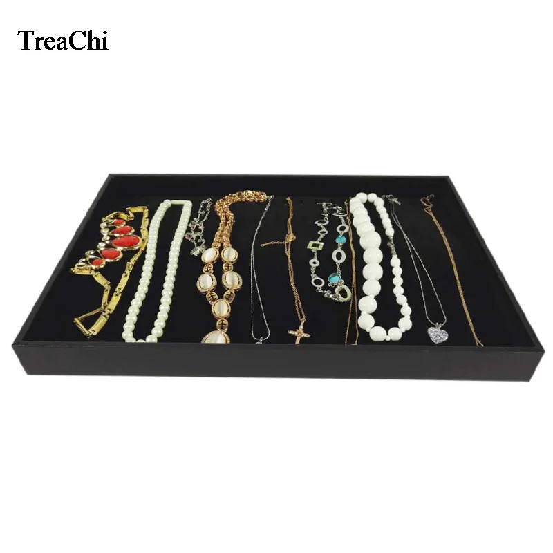 20 Hooks Jewelry Display Case  Black Velvet Pendant Necklace Display Box Bracelet Bead Chain Storage Organizer Tray 35*24*3 cm