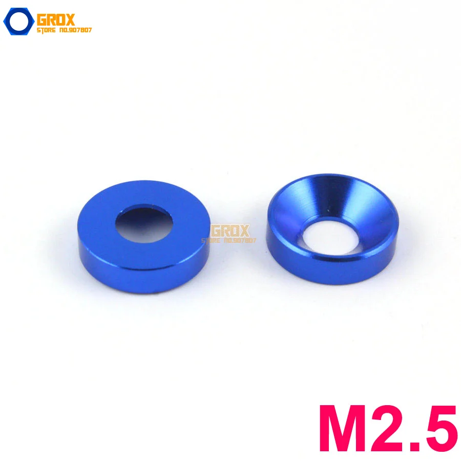 

30 Pieces M2.5 Royal Blue Aluminum Washer Countersunk Flat Head Screw Washer