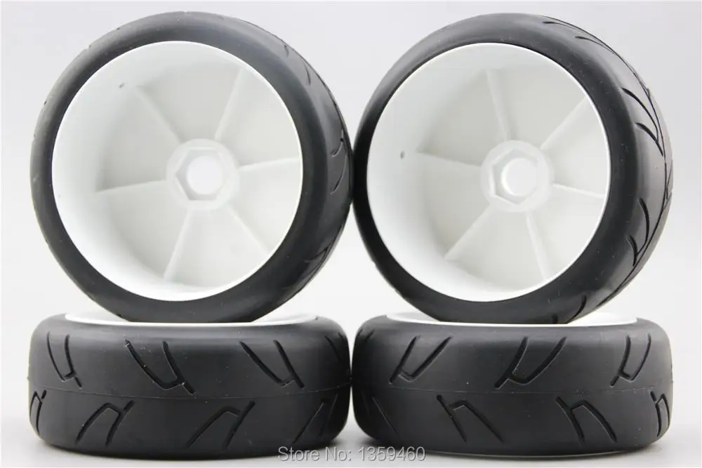 4pcs 1/8 Buggy Tire(Ninjia) On Road Tyre 15% Reinforced Nylon Wheel (White)fits for 1/8 Buggy GT XO-1 1/8 Tire 22007+26002