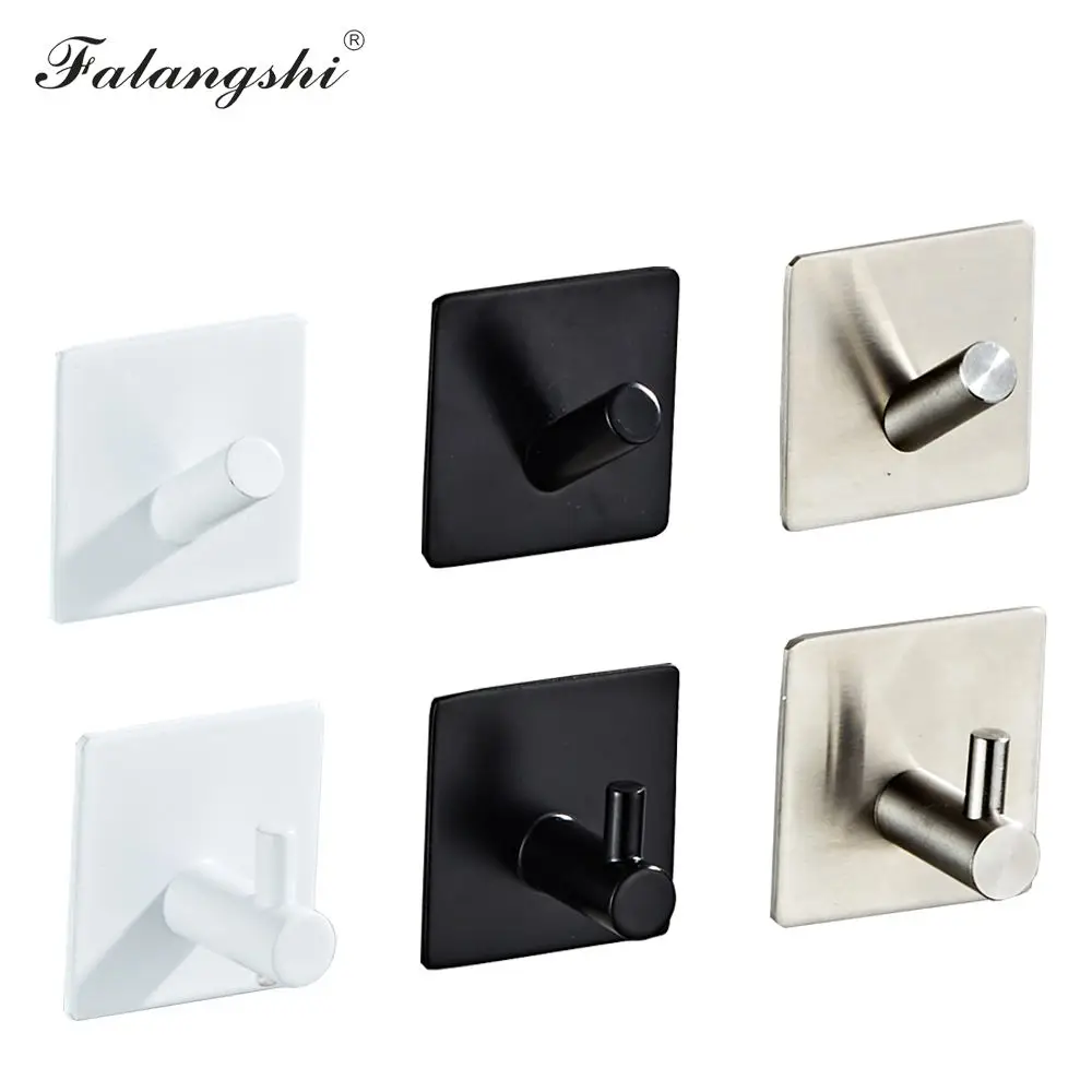 Bathroom Accessories Wall Hooks Stainless Steel 3M Sticker Adhesive Clothes Coat Hat Hanger Bathroom Rustproof Towel Hook WB8102