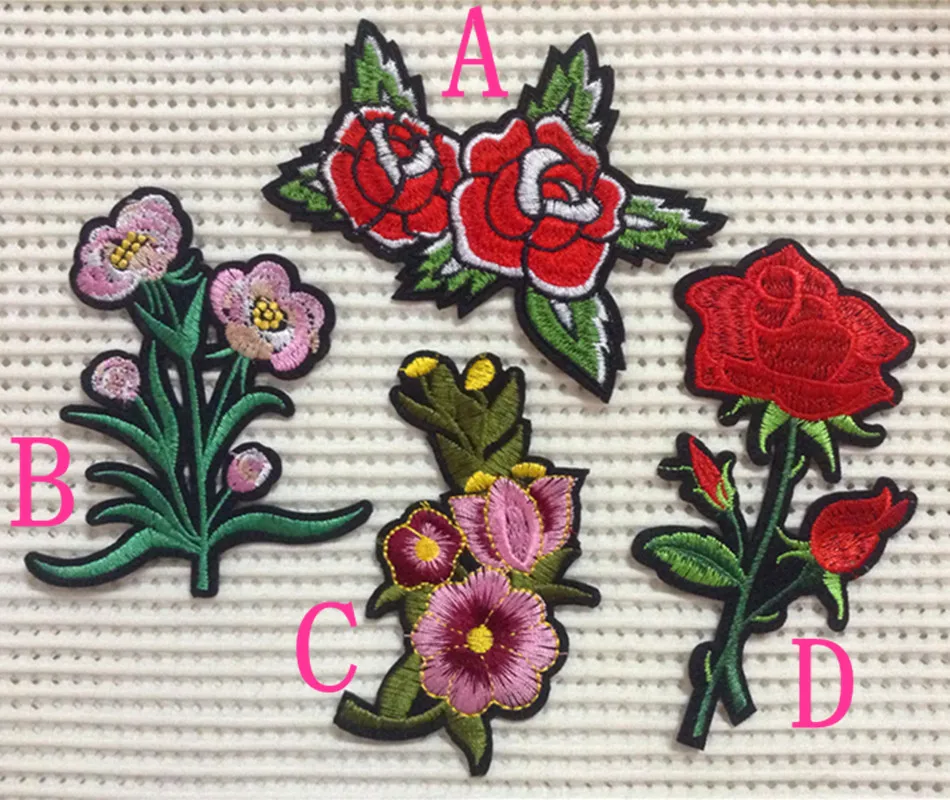 

Dyed yarn polyester embroidery flora patch, iron-on bag, shoes and garment patches,AB170413B