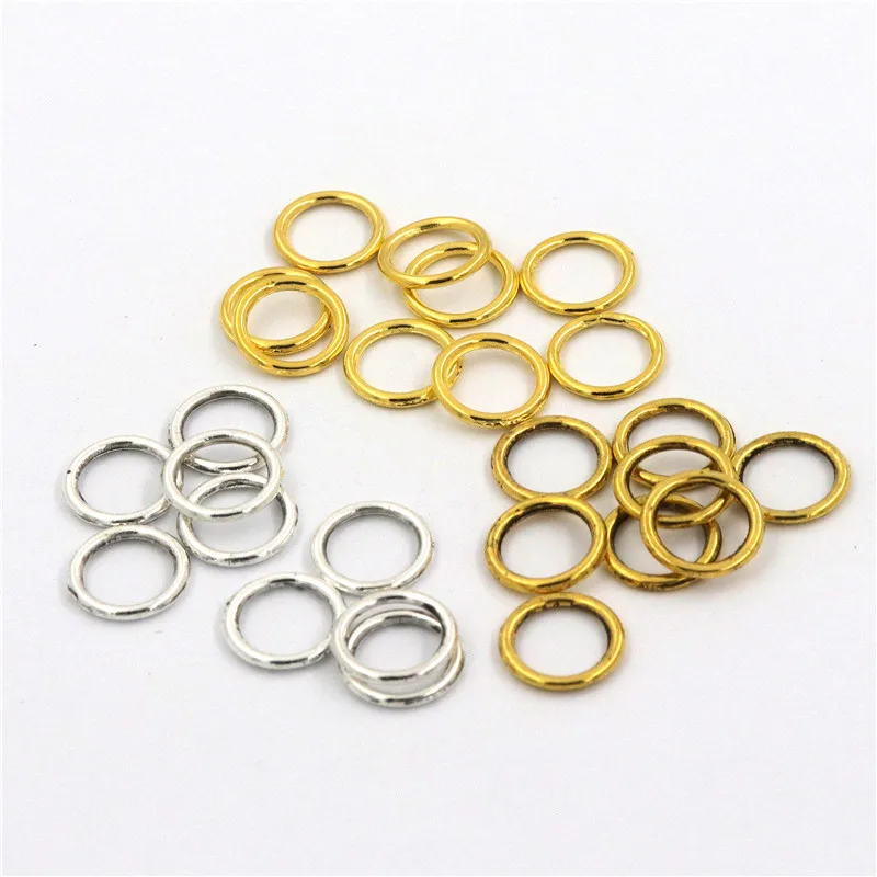 100 Stück 10 mm Durchmesser, tibetisches Gold, Zinklegierung, geschlossen, gelötet, Binderinge, Kreisringverbinder, DIY-Zubehör für die Schmuckherstellung – Detail 4