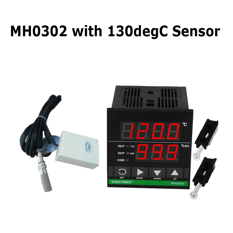 High precision Up to 130 Celsius Wide Voltage Design Digital Temperature and Humidity Controller with Combined Sensor and Cables