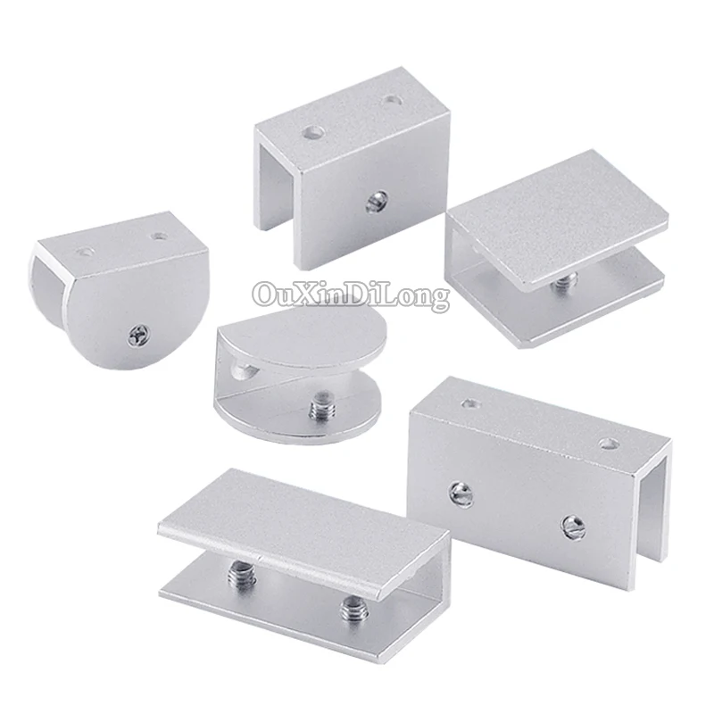 

Brand New 50PCS Aluminium Glass Clamps Clips Glass Shelf Holder Support Brackets Connector with Screws 10 Sizes for Choose