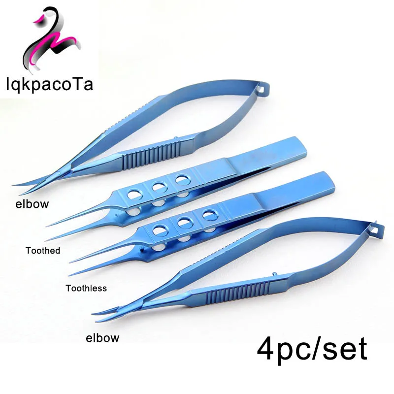 

New 11cm Stainless steel Ophthalmic Microsurgical Instruments Needle Holder Micro scissors Tweezers hand Surgery 4pcs/set