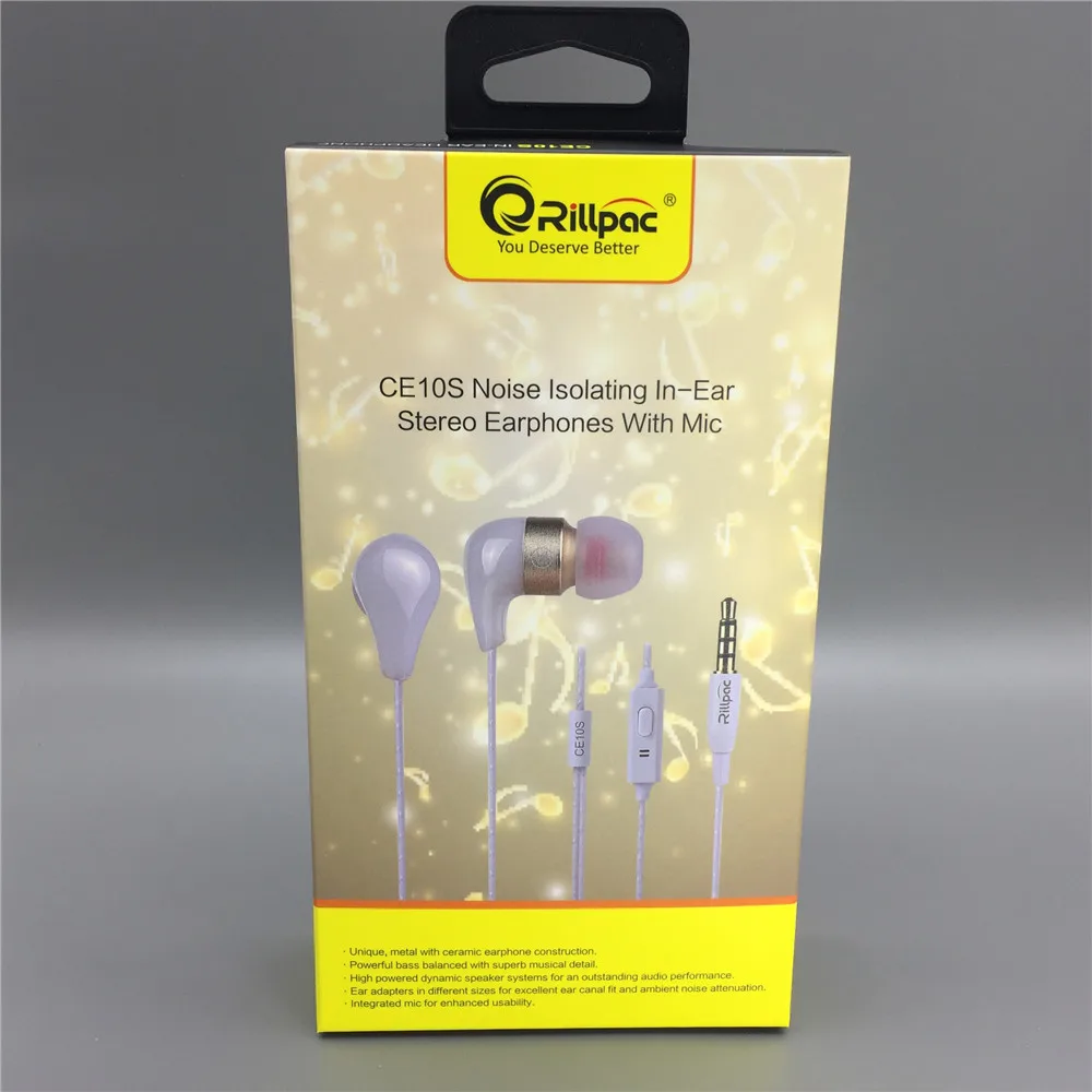 "Pac CE10S con microfono e auricolari Stereo Hifi In-Ear con isolamento acustico remoto per tutti gli smartphone